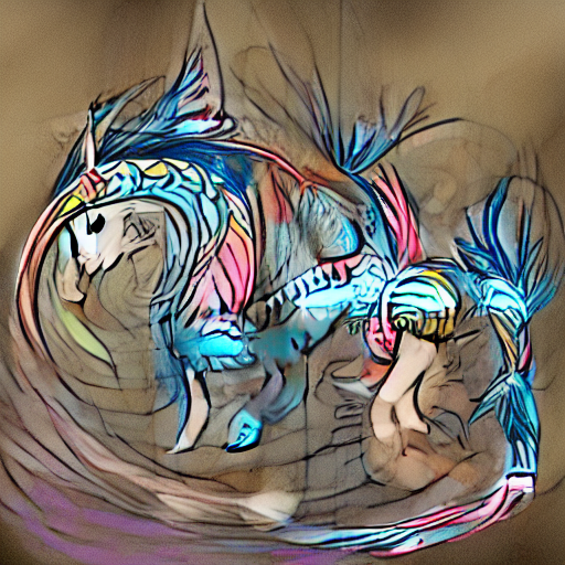 A dragon unicorn that breathes fire and has a long braided tail