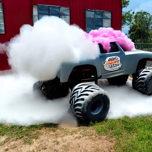 Monster truck made of cotton candy