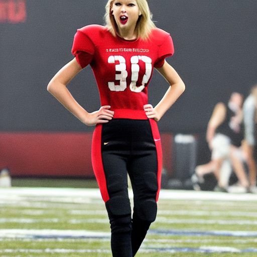 Taylor swift in a football uniform