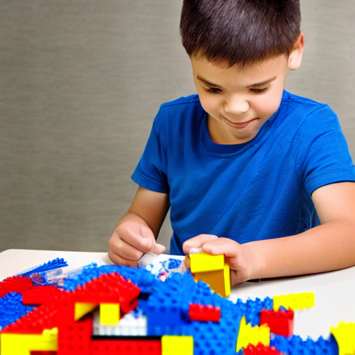 A kid building with Legos.