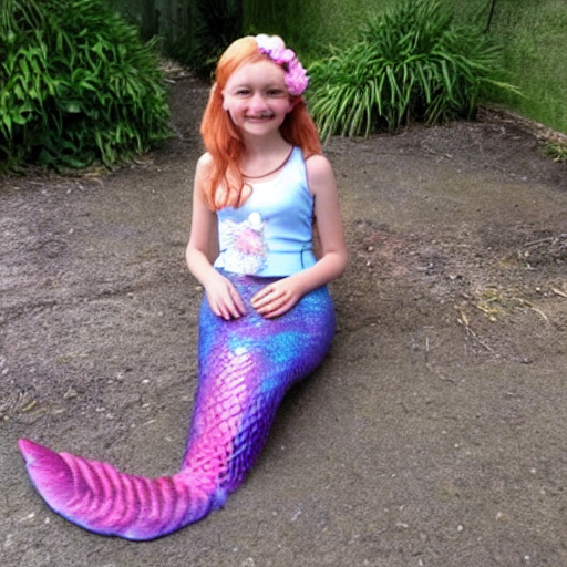 A 9-year old girl mermaid.